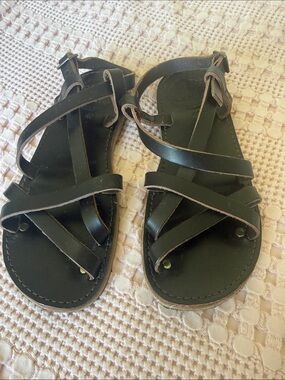 Duckfeet Bornholm choco Strappy Leather-Look Sandals with Ankle Buckle